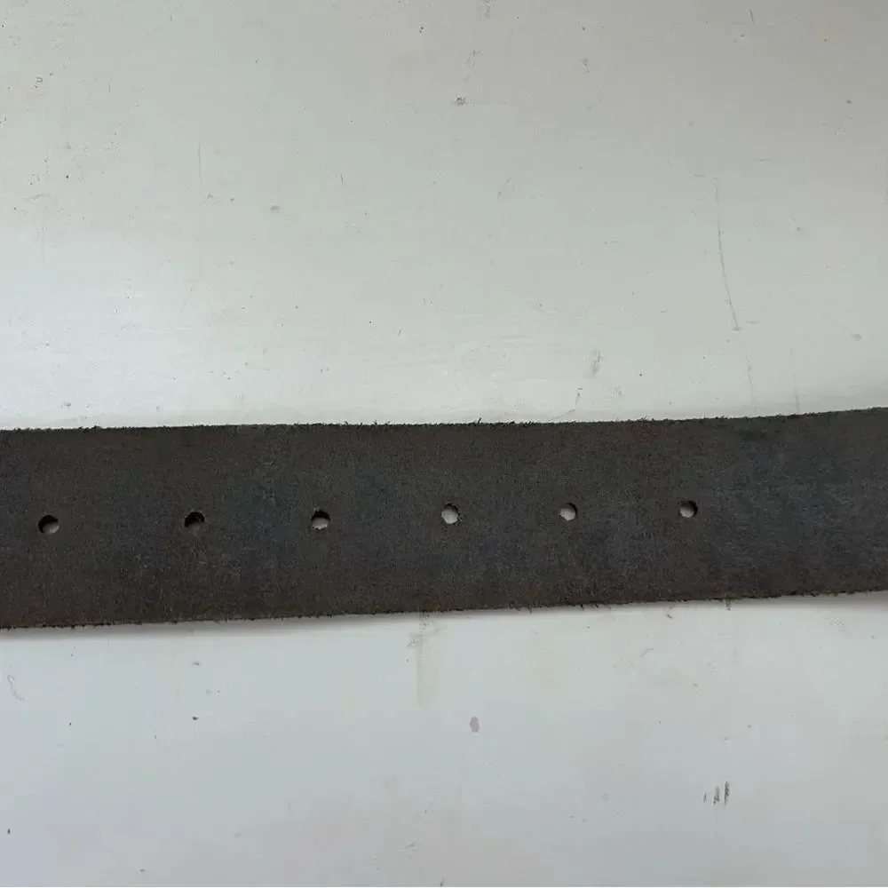 Mens Black Embossed Genuine Leather Embossed Western Inspired Belt Silver Buckle